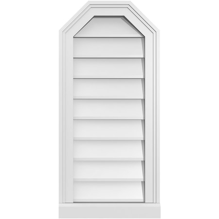 Ekena Millwork Octagonal Top Surface Mount PVC Gable Vent w/ 2"W x 2"P Brickmould Sill Frame, 14"W x 30"H GVPOT14X3003SN